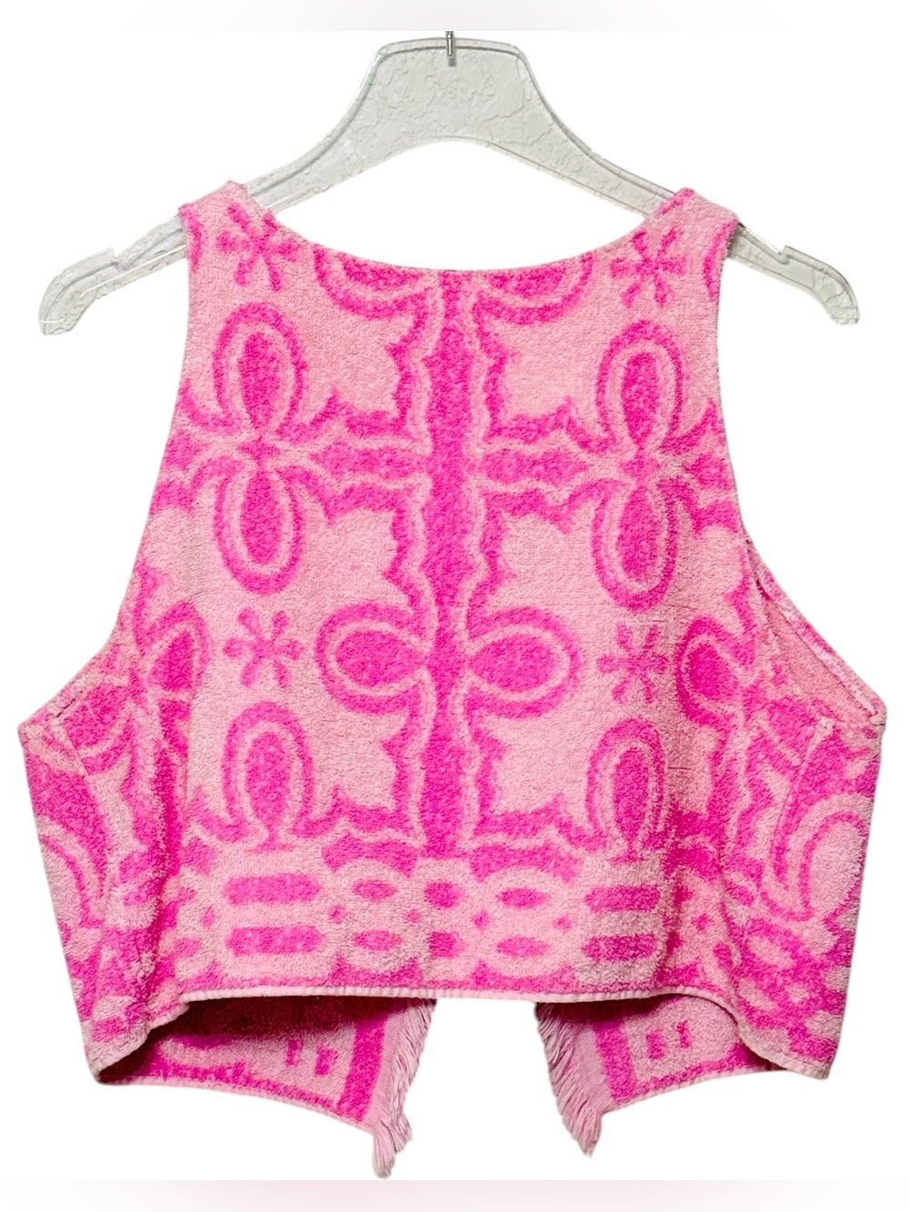 So Bad Sew Good OOAK 1960s Vintage Towel Terry Cloth Crop Top Tank Small Pink